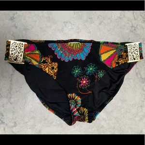 EUC Trina Turk 8 black gold tab bikini bottom